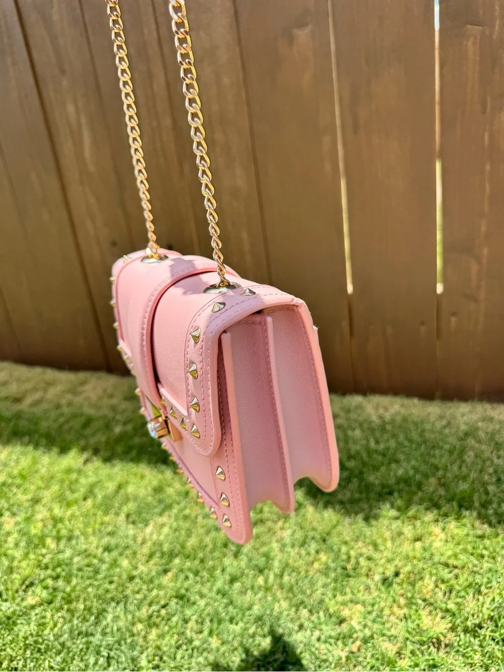 Pink Studded Crossbody Shoulder Bag